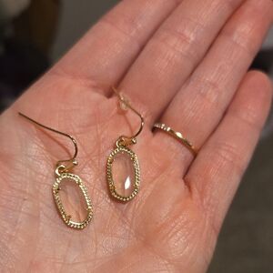 Kendra Scott Gold Drop Earrings with Clear/pink Stones